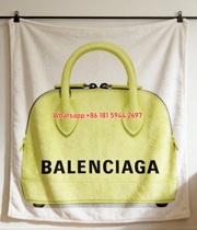 Balenciaga Neon Yellow Mini Handbag Print Flannel Sofa Throw Blanket Luxury Brand Cover BA038